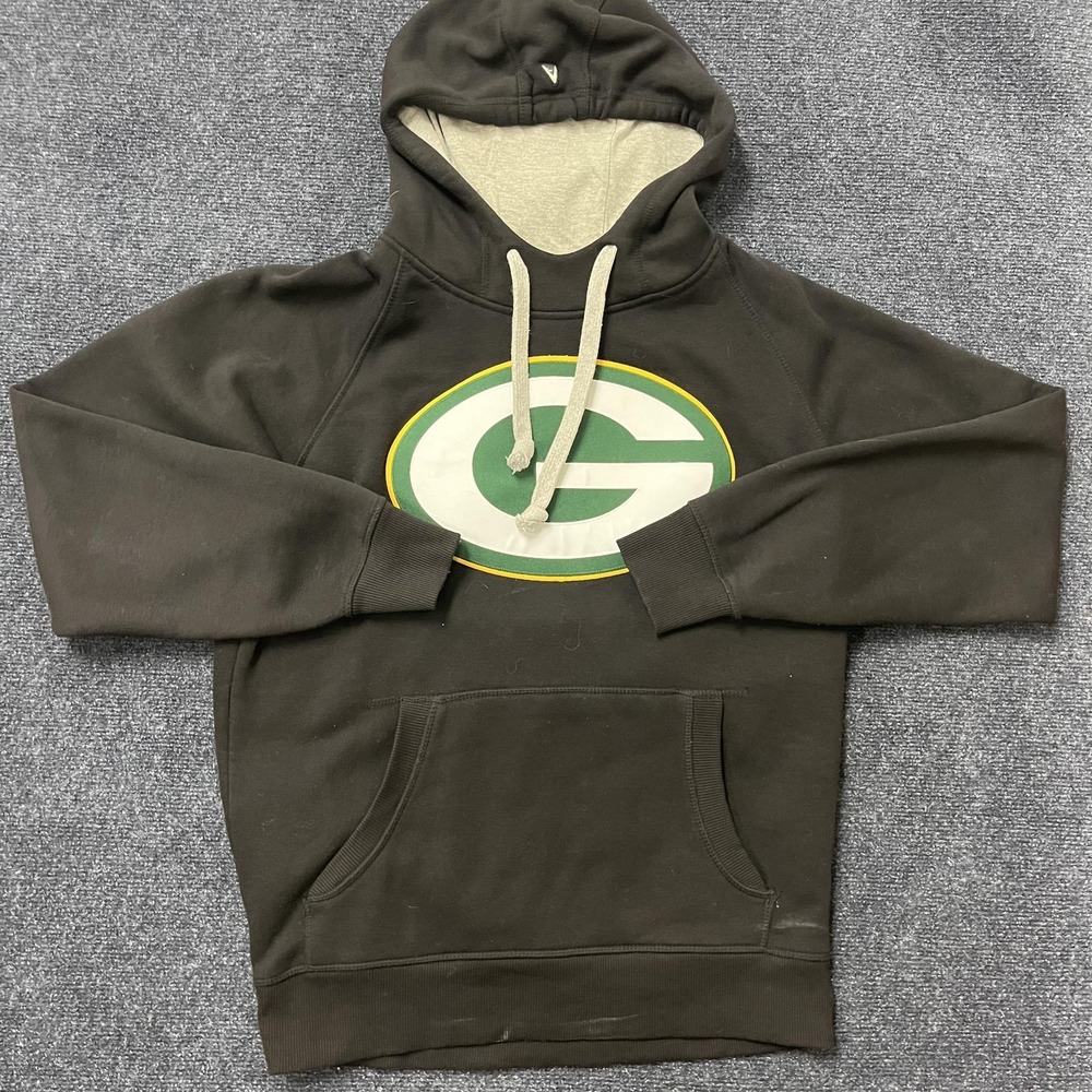 Green Bay Packers Hoodie Mens Medium Black NFL Football Antigua Sweatshirt